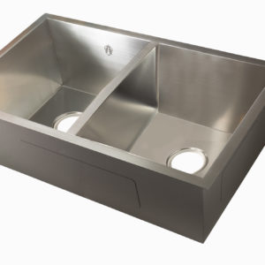 SLU225 32" Under Mount Zero Radius 18 Gauge Double Bowl 50/50 Stainless Steel Kitchen Sink