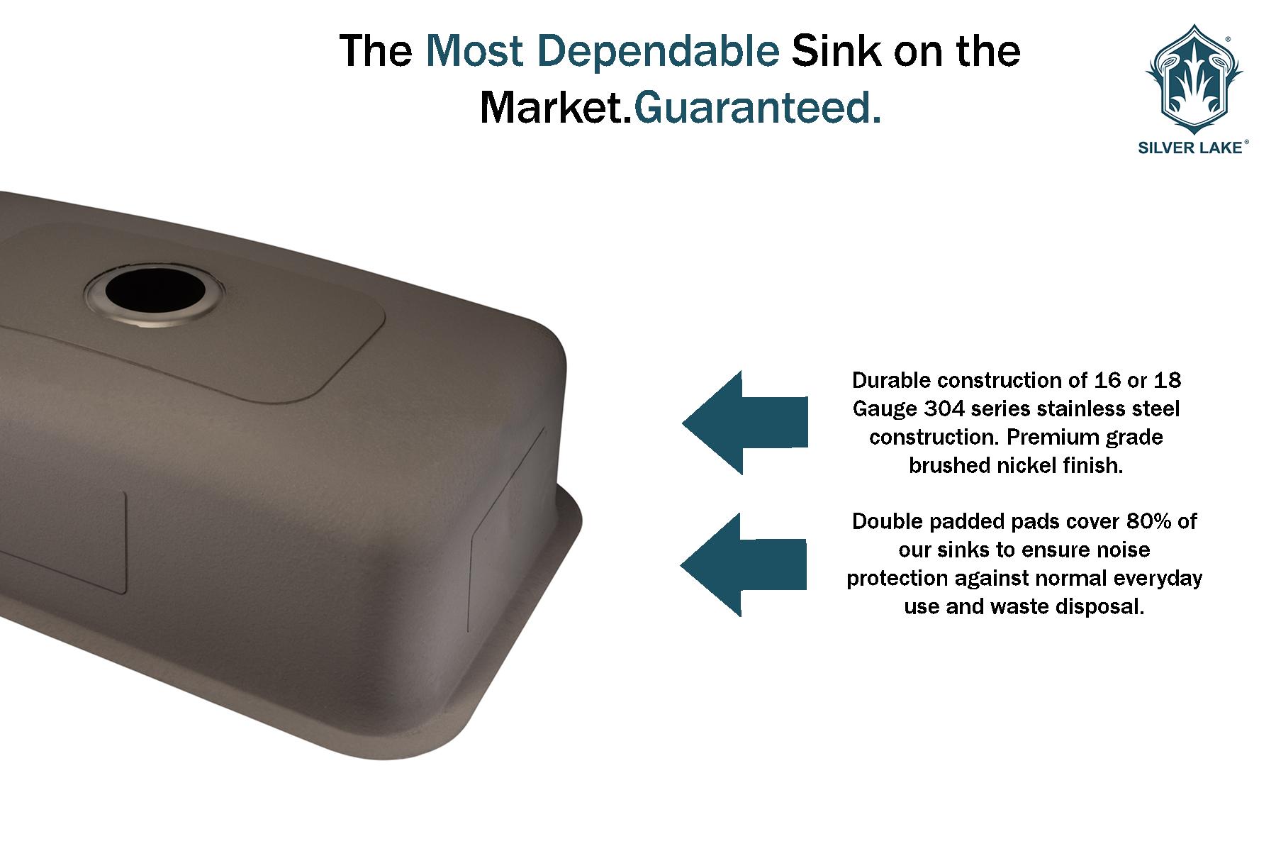 SLU440 27" Rectangular Under Mount 18 Gauge Single Bowl Stainless Steel Kitchen Sink - Image 4